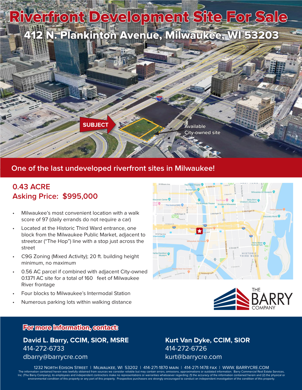 Riverfront Development Site for Sale 412 N