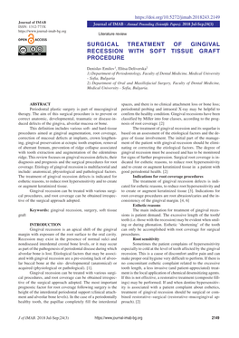 Surgical Treatment of Gingival Recession with Soft Tissue Graft Procedure