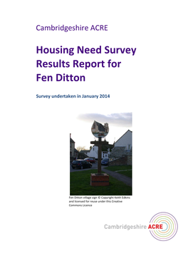 Housing Need Survey Results Report for Fen Ditton