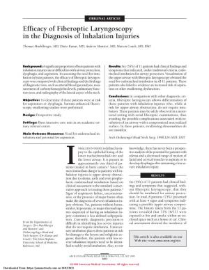 Efficacy of Fiberoptic Laryngoscopy in the Diagnosis of Inhalation Injuries