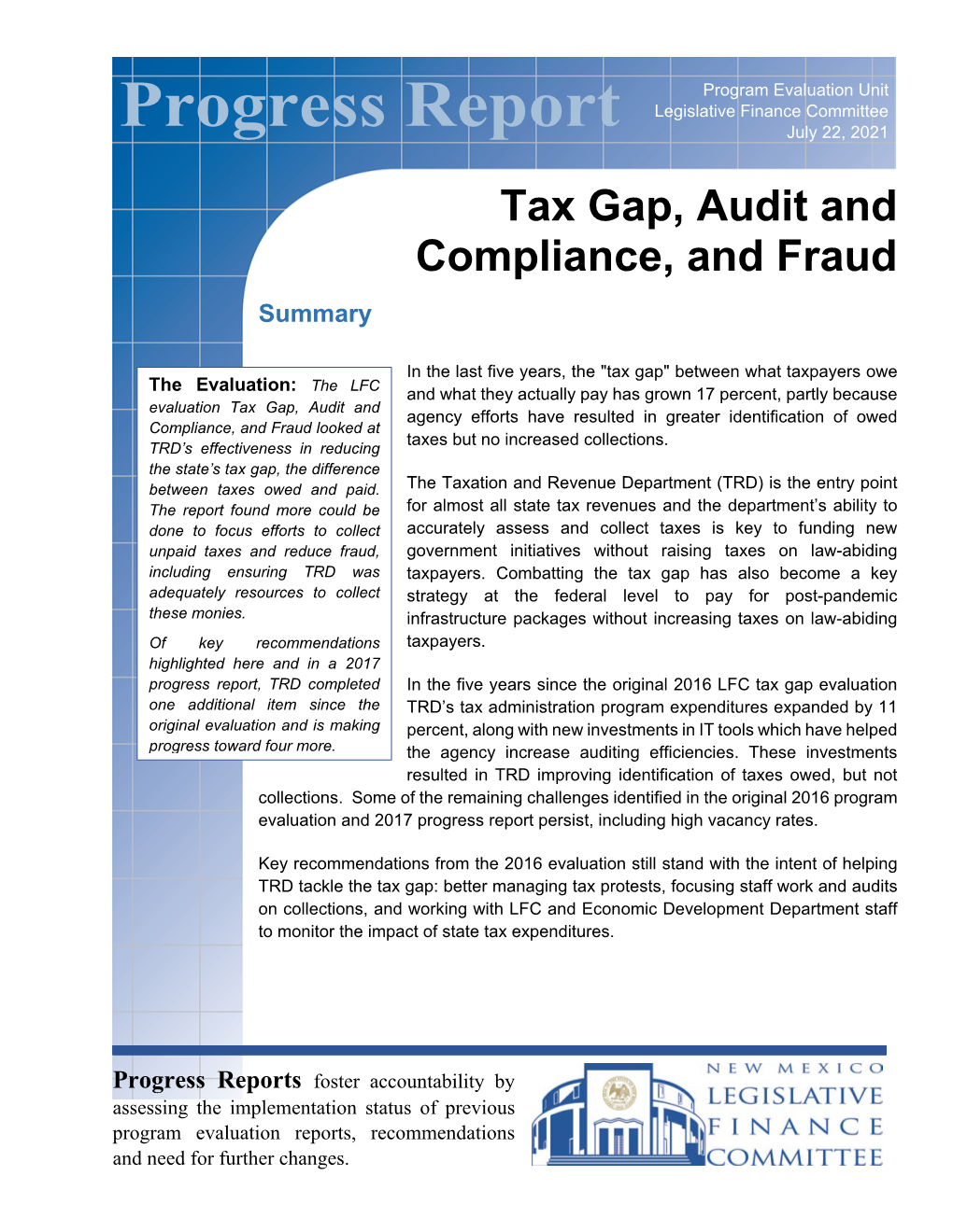 Tax Gap, Audit and Compliance, and Fraud Summary