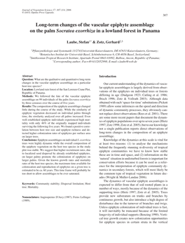 Long-Term Changes of the Vascular Epiphyte Assemblage on the Palm Socratea Exorrhiza in a Lowland Forest in Panama