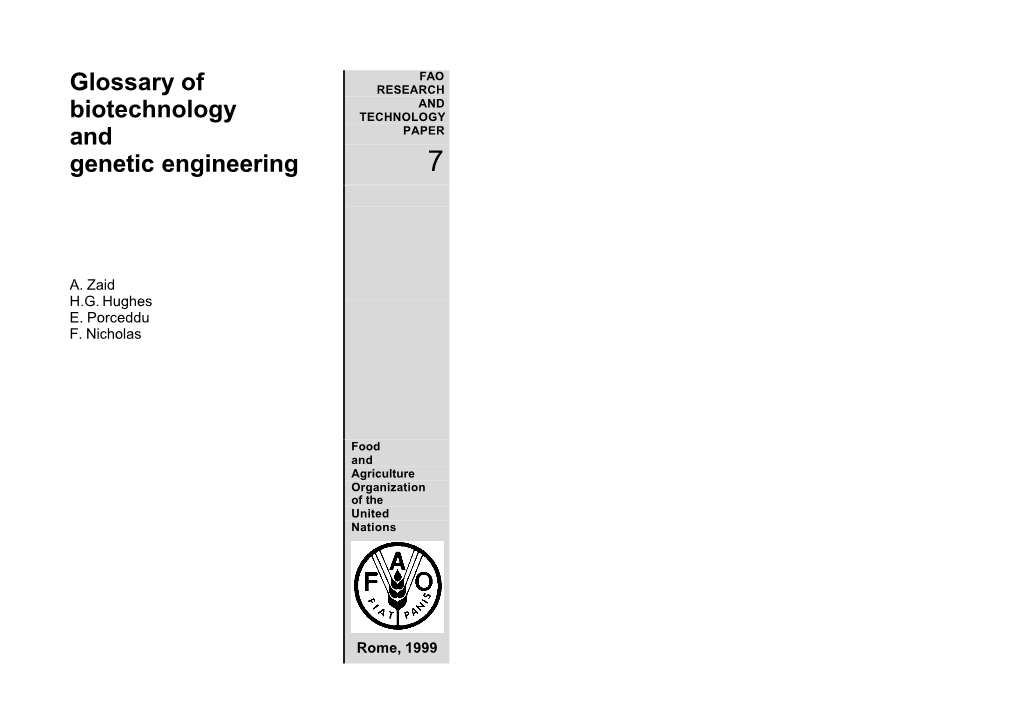 Glossary of Biotechnology and Genetic Engineering 1