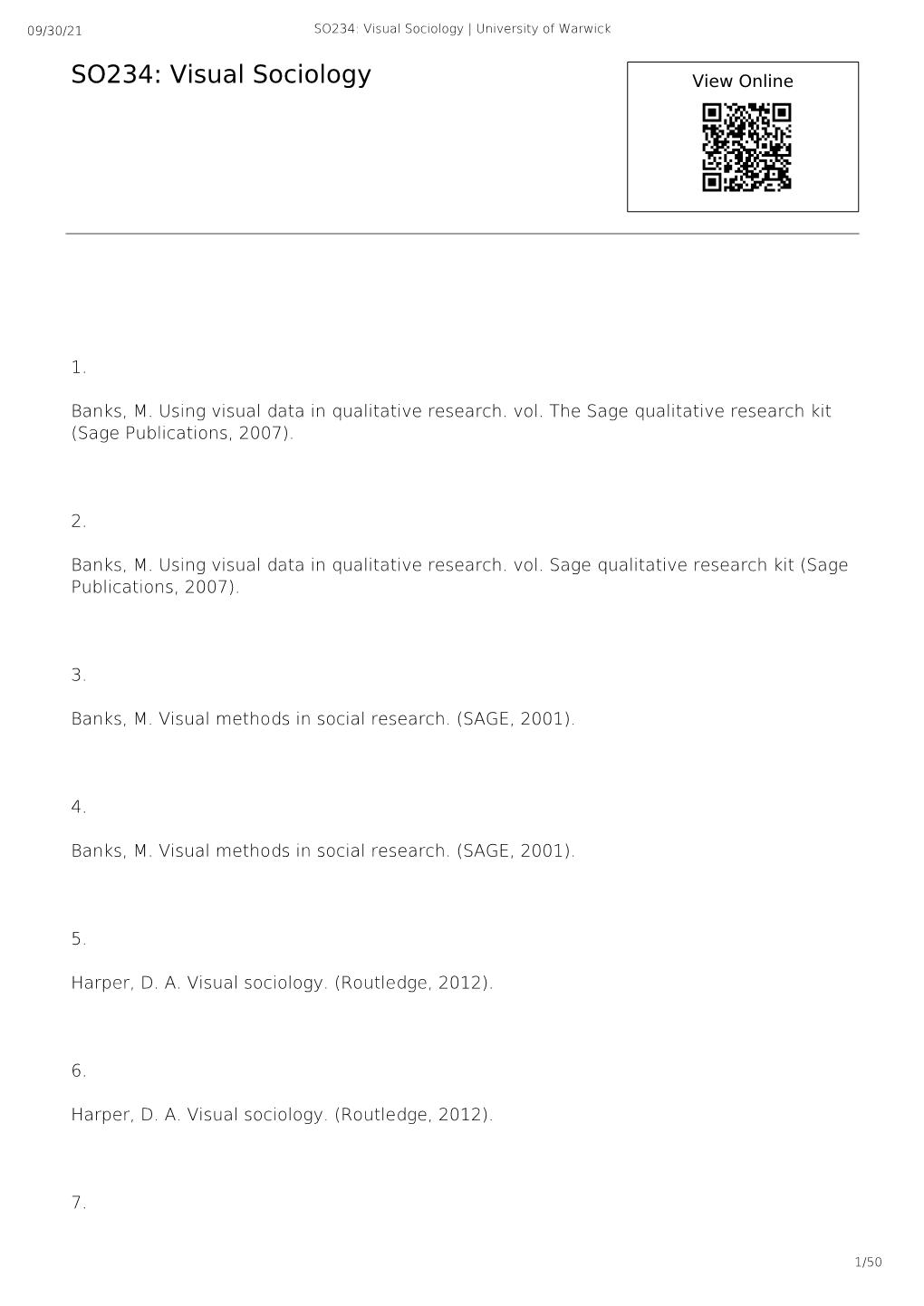 SO234: Visual Sociology | University of Warwick