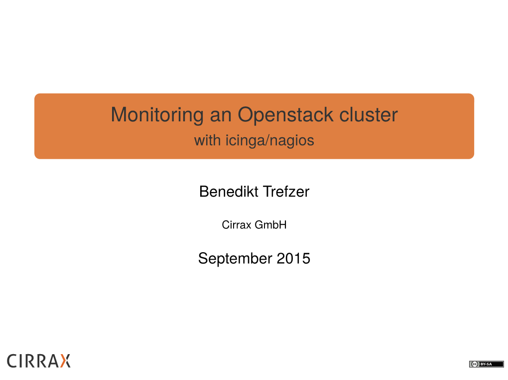 Monitoring an Openstack Cluster with Icinga/Nagios
