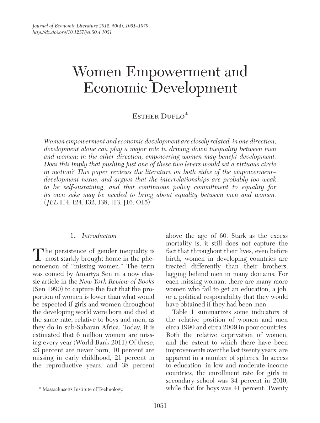 Women Empowerment and Economic Development