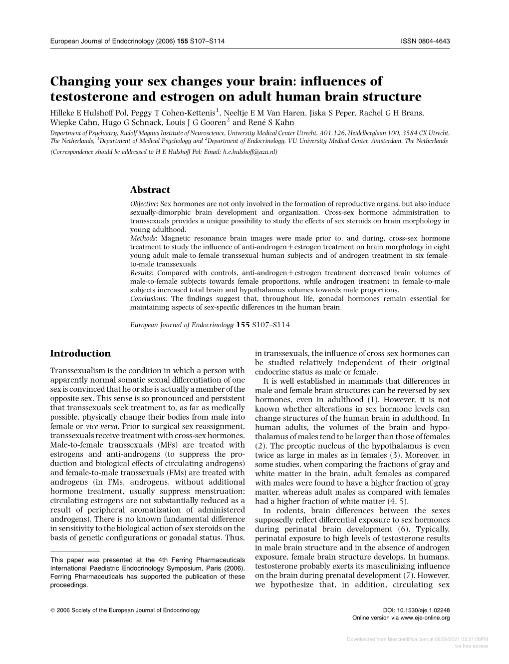 Influences of Testosterone and Estrogen on Adult Human Brain