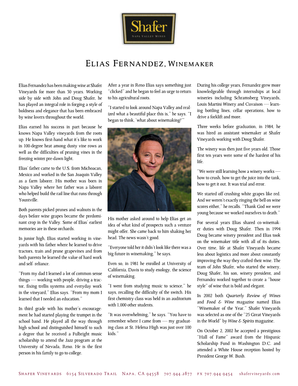 Elias Fernandez, Winemaker