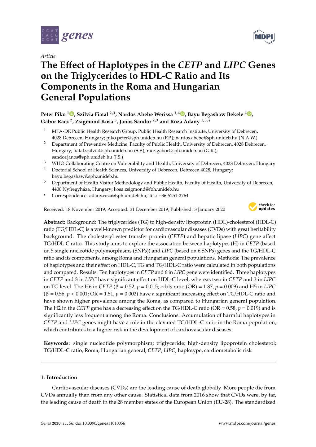 The Effect of Haplotypes in the CETP and LIPC Genes on The