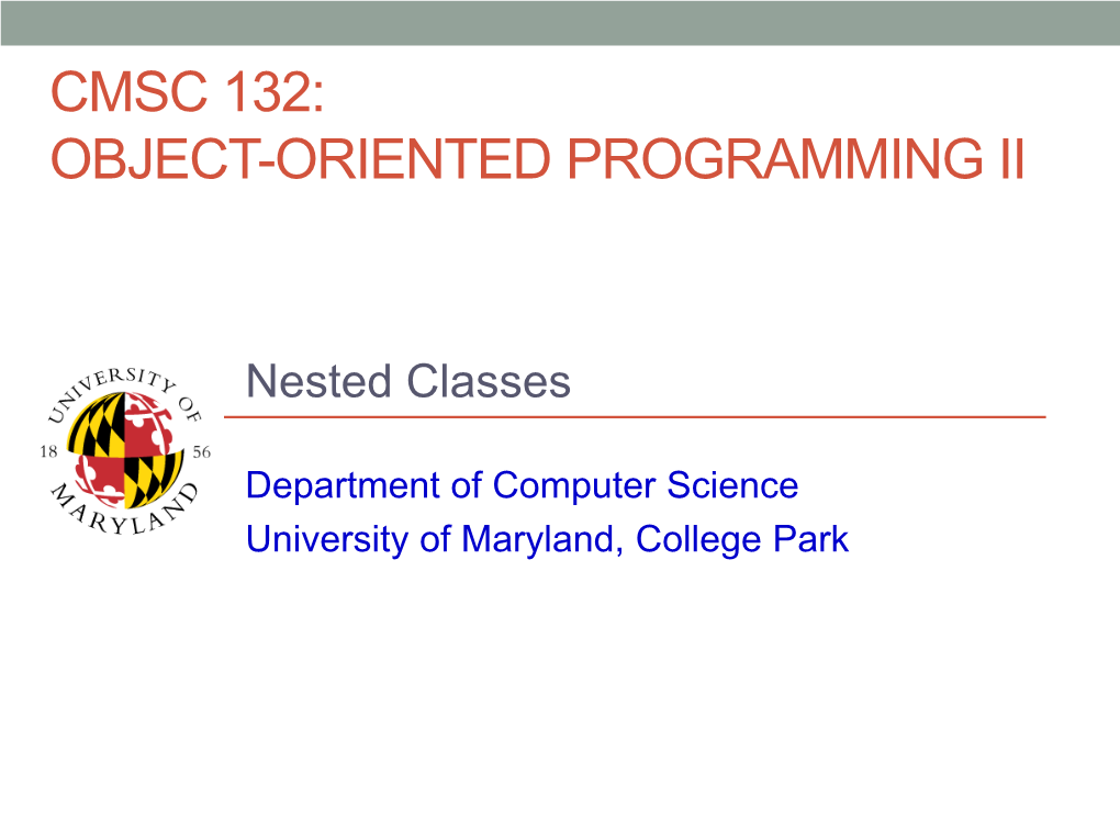 Cmsc 132: Object-Oriented Programming Ii