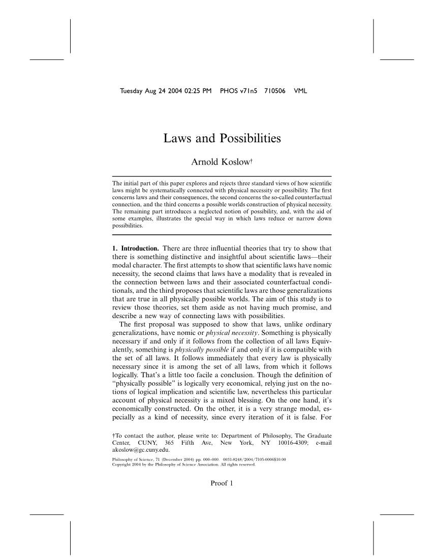 Laws and Possibilities