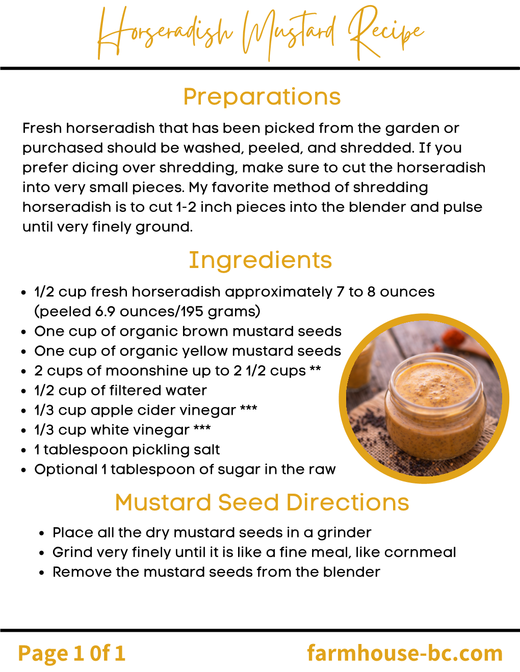 Horseradish Mustard Recipe