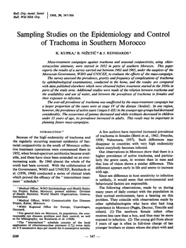 Sampling Studies on the Epidemiology and Control of Trachoma in Southern Morocco