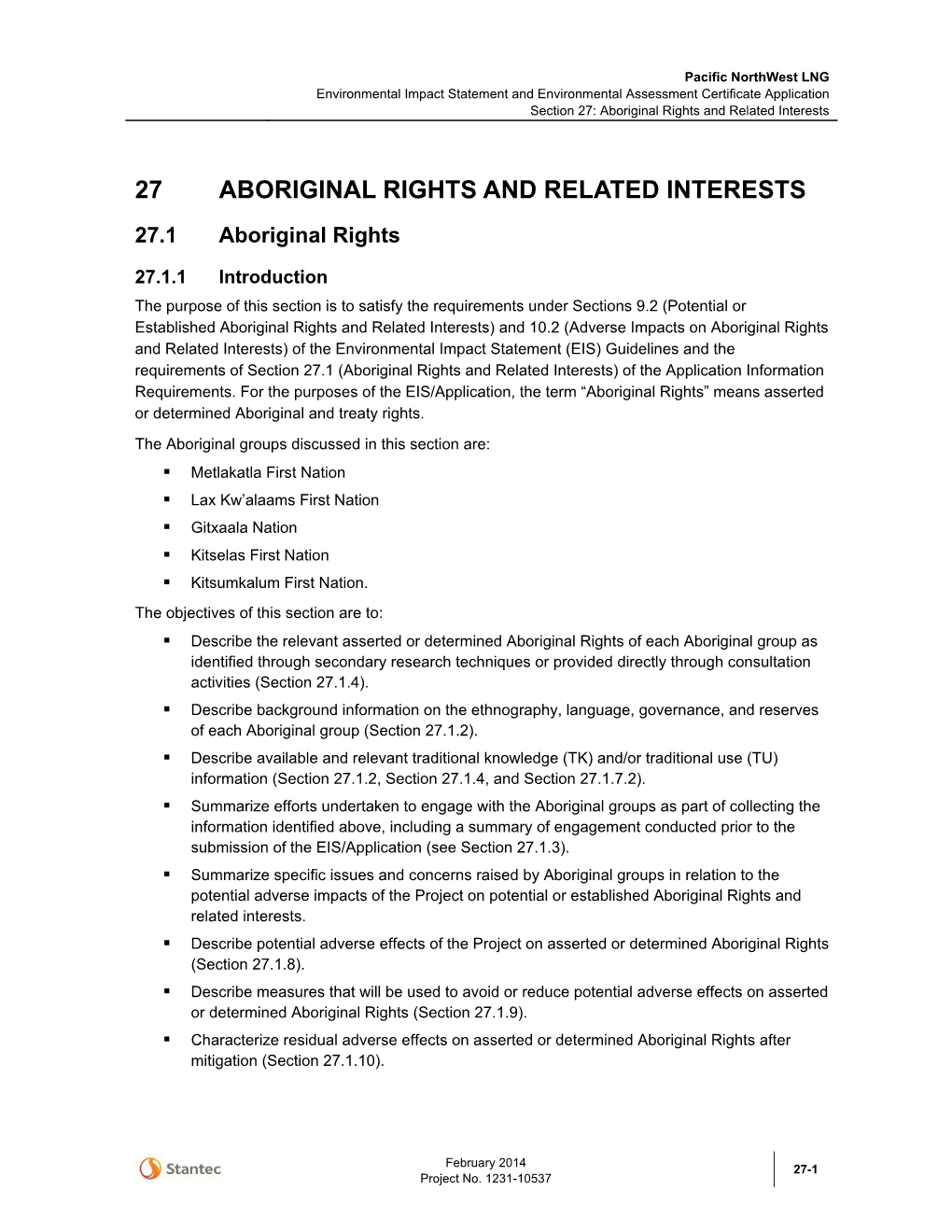 27 Aboriginal Rights and Related Interests
