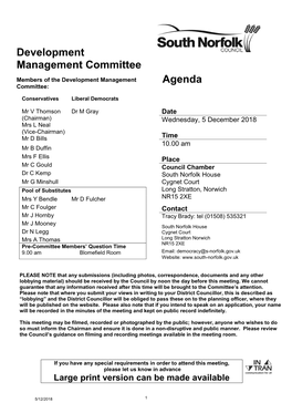 Development Management Committee Agenda