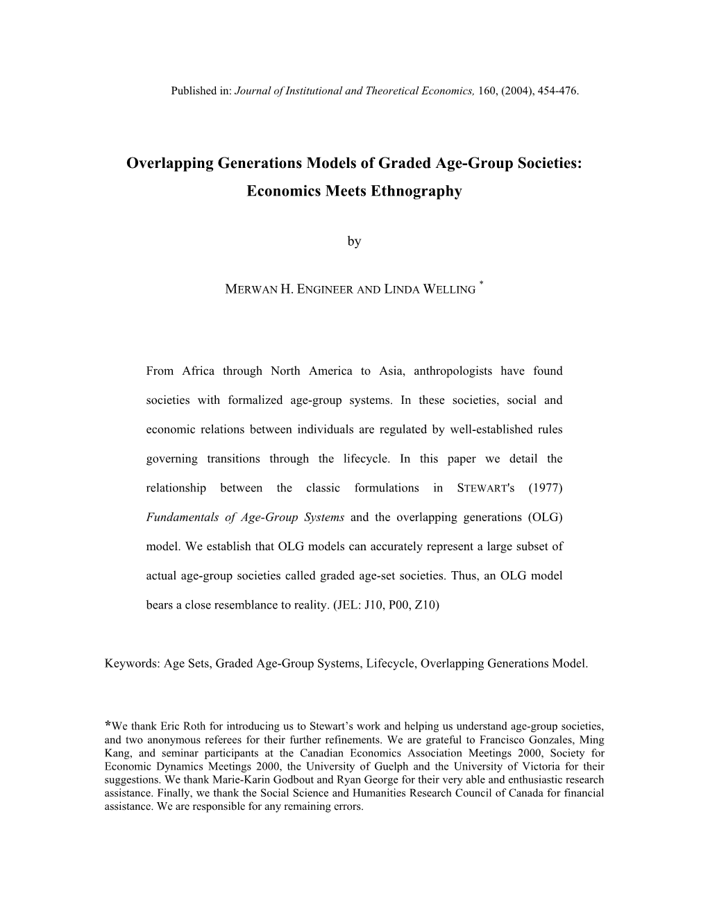 Overlapping Generations Models of Graded Age-Set Societies