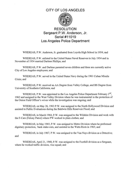 CITY of LOS ANGELES RESOLUTION Sergeant P.W