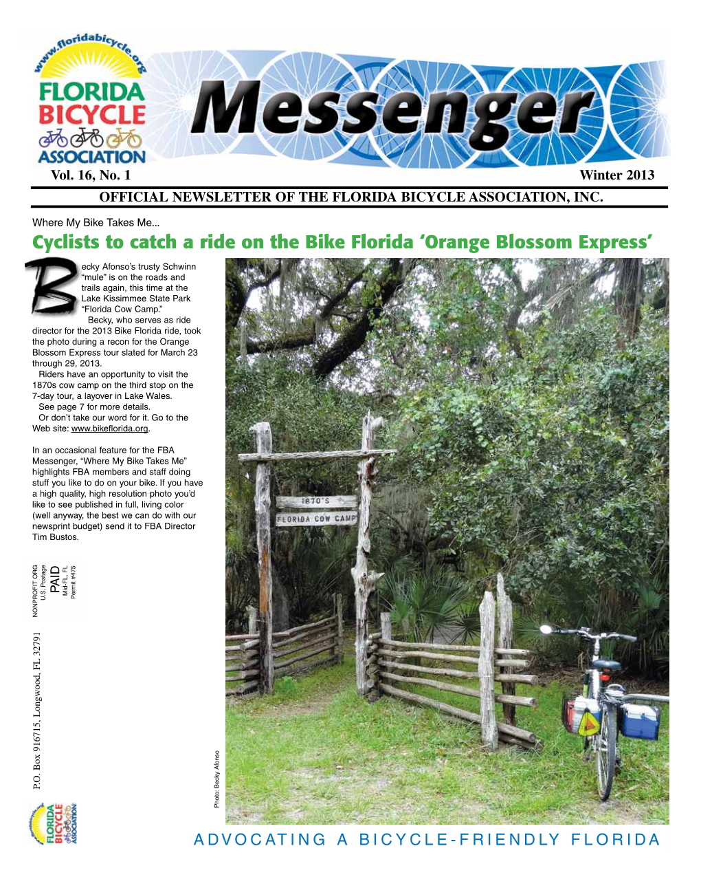 Cyclists to Catch a Ride on the Bike Florida ‘Orange Blossom Express’