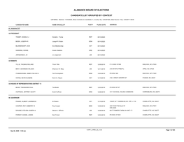 Candidate List Grouped by Contest Alamance Board of Elections Alamance