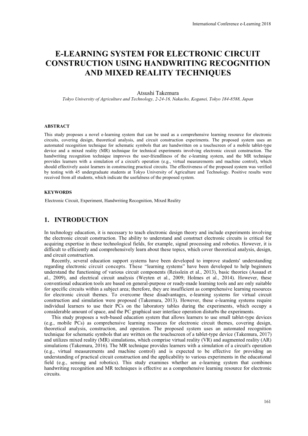 E-Learning System for Electronic Circuit Construction Using Handwriting Recognition and Mixed Reality Techniques