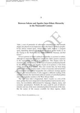 Between Sokoto and Agadez: Inter-Ethnic Hierarchy in the Nineteenth Century