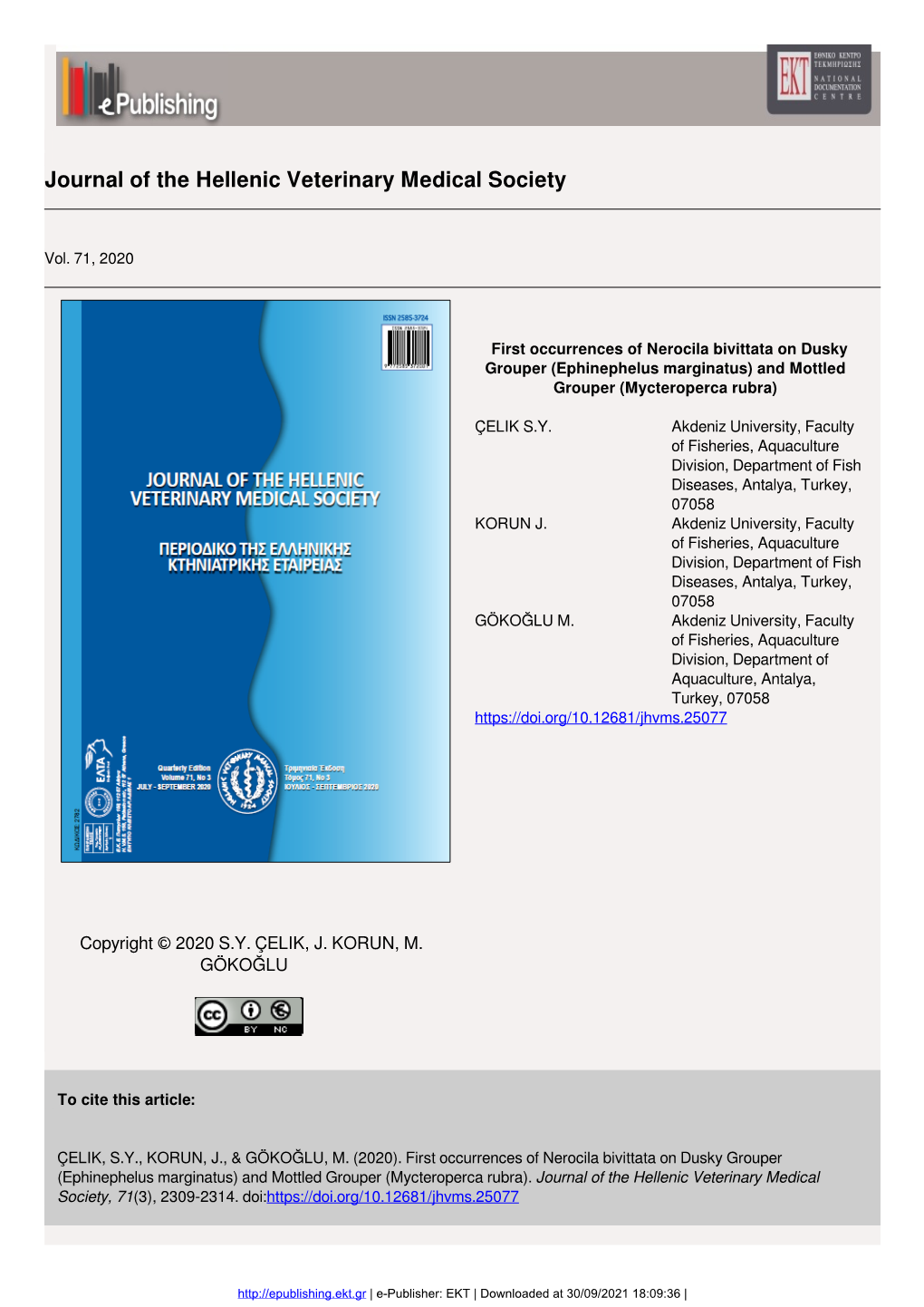 Journal of the Hellenic Veterinary Medical Society