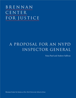 A Proposal for an NYPD Inspector General