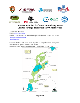International Gorilla Conservation Programme Greater Virunga Transboundary Collaboration
