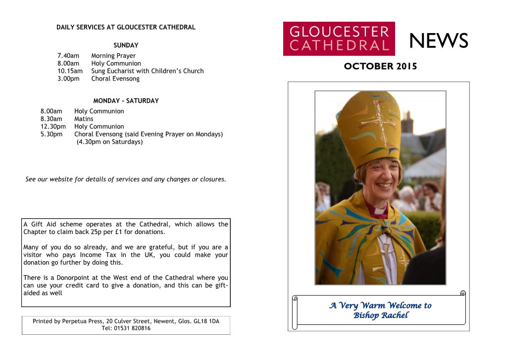 OCTOBER 2015 3.00Pm Choral Evensong