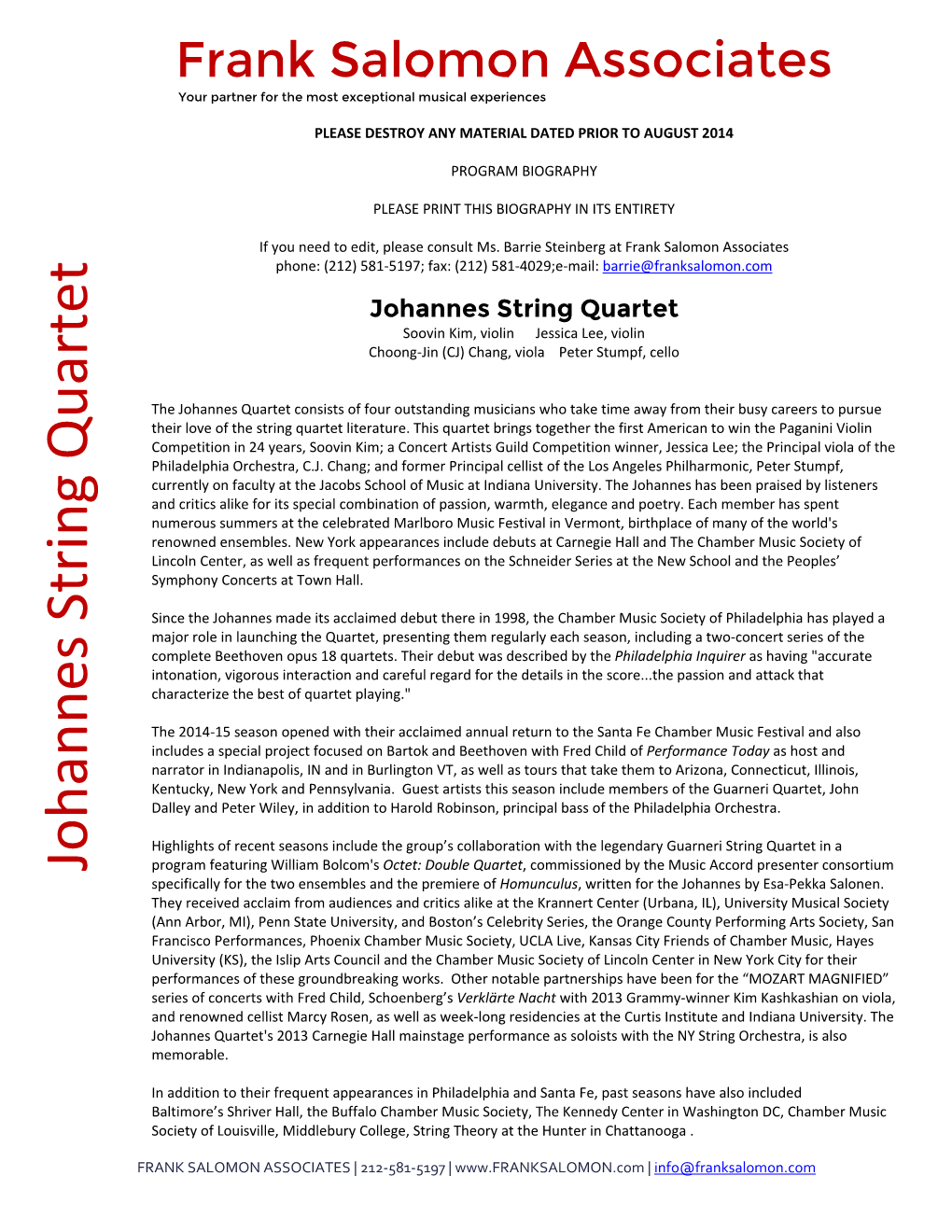Johannes String Quartet