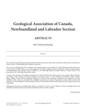Geological Association of Canada, Newfoundland and Labrador Section