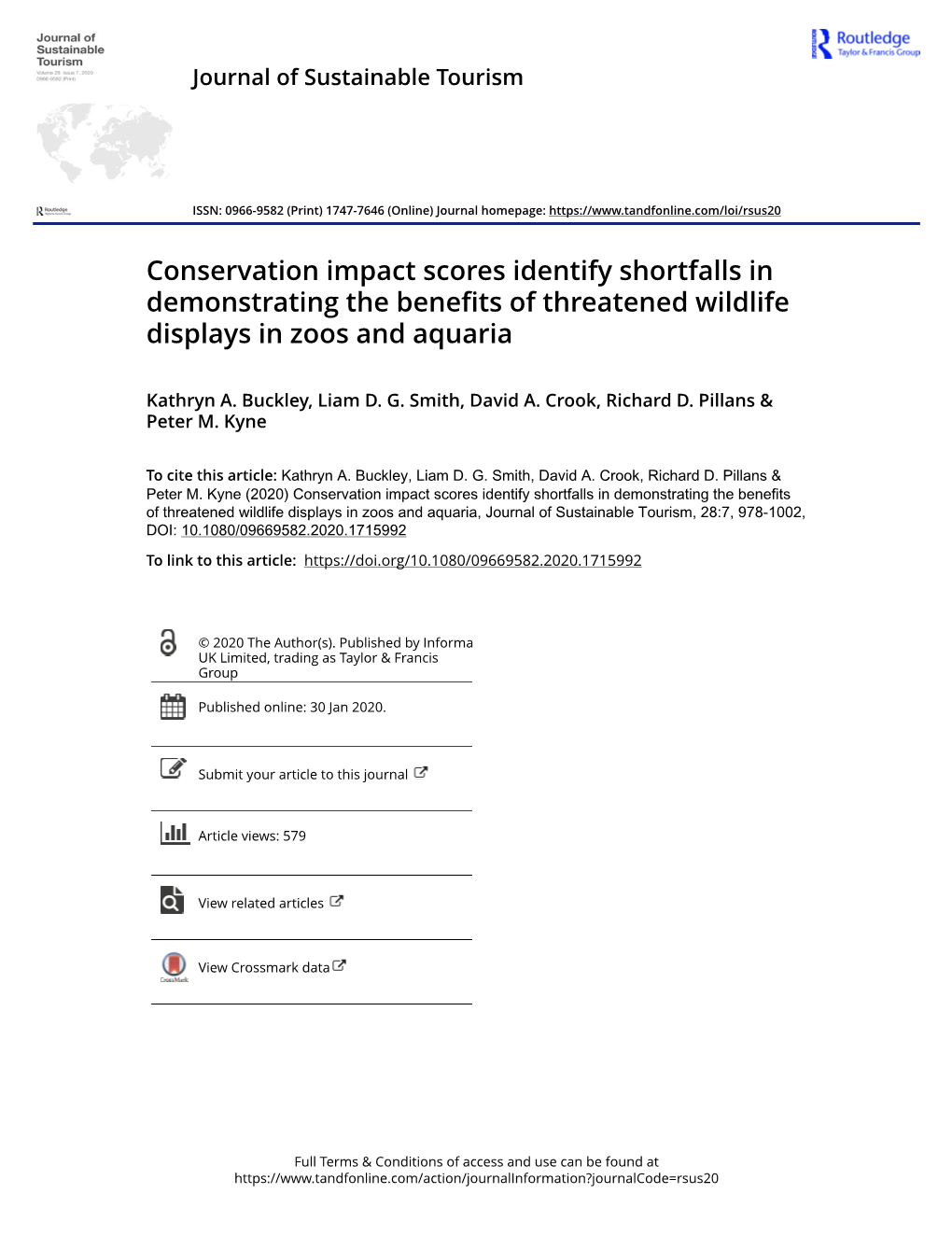 Conservation Impact Scores Identify Shortfalls in Demonstrating the Benefits of Threatened Wildlife Displays in Zoos and Aquaria