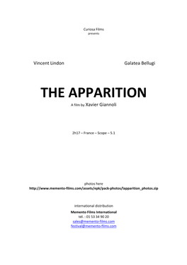 THE APPARITION a Film by Xavier Giannoli