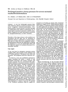 Prolonged Positive Airway Pressure for Severe Neonatal Tracheobronchomalacia