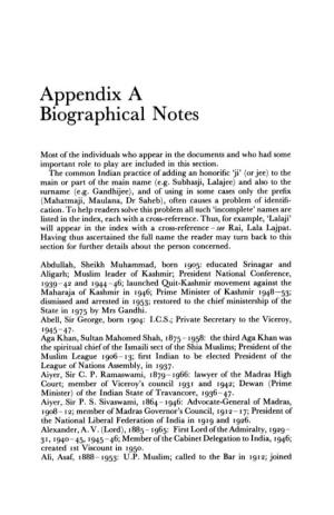 Appendix a Biographical Notes