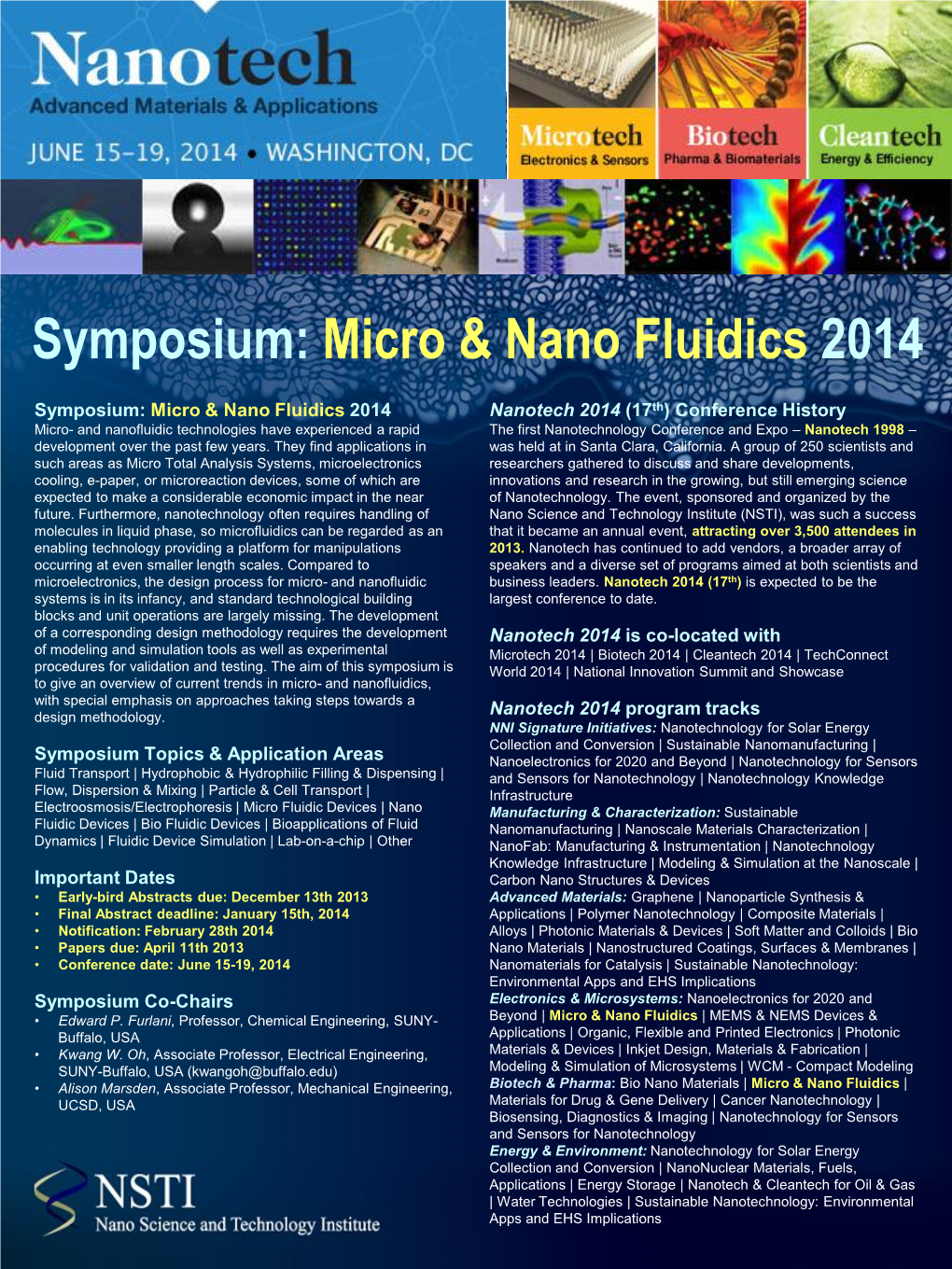 Symposium: Micro & Nano Fluidics 2014