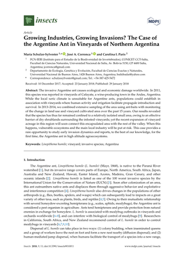 The Case of the Argentine Ant in Vineyards of Northern Argentina