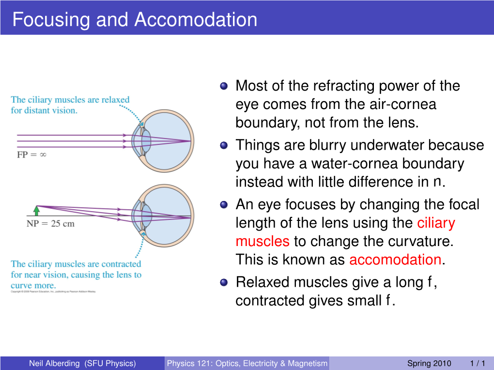 Physics 121: Optics, Electricity & Magnetism