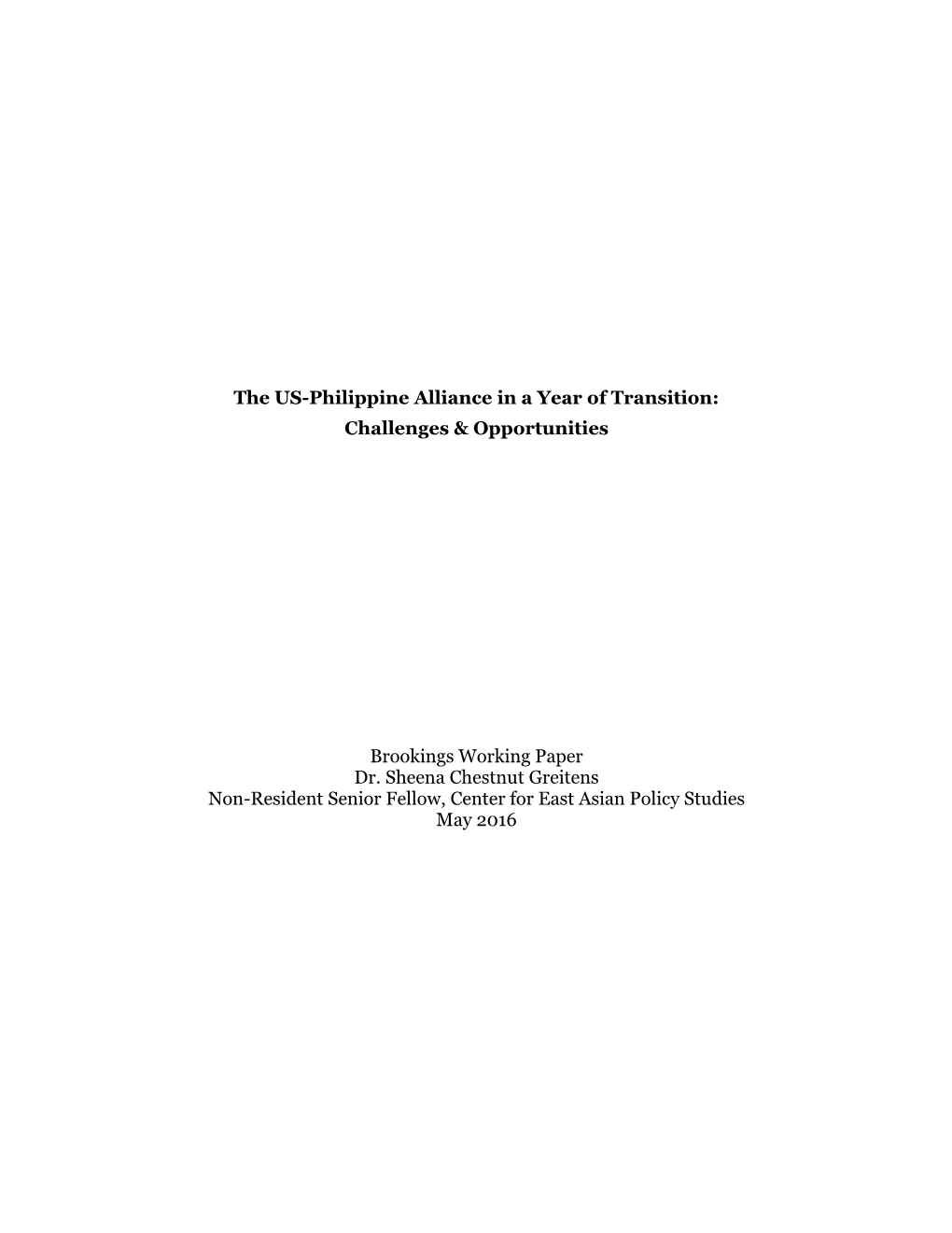 The US-Philippine Alliance in a Year of Transition: Challenges & Opportunities