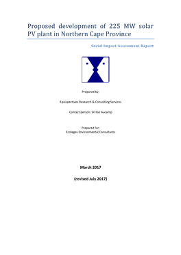 Proposed Development of 225 MW Solar PV Plant in Northern Cape Province