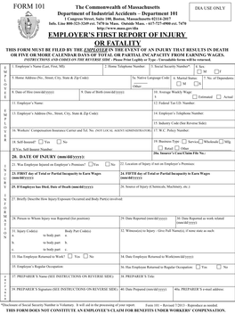 Employer's First Report of Injury Or Fatality