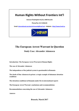 The European Arrest Warrant in the Dock