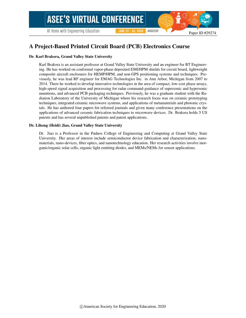 A Project-Based Printed Circuit Board (PCB) Electronics Course