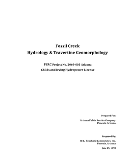 Fossil Creek Hydrology & Travertine Geomorphology