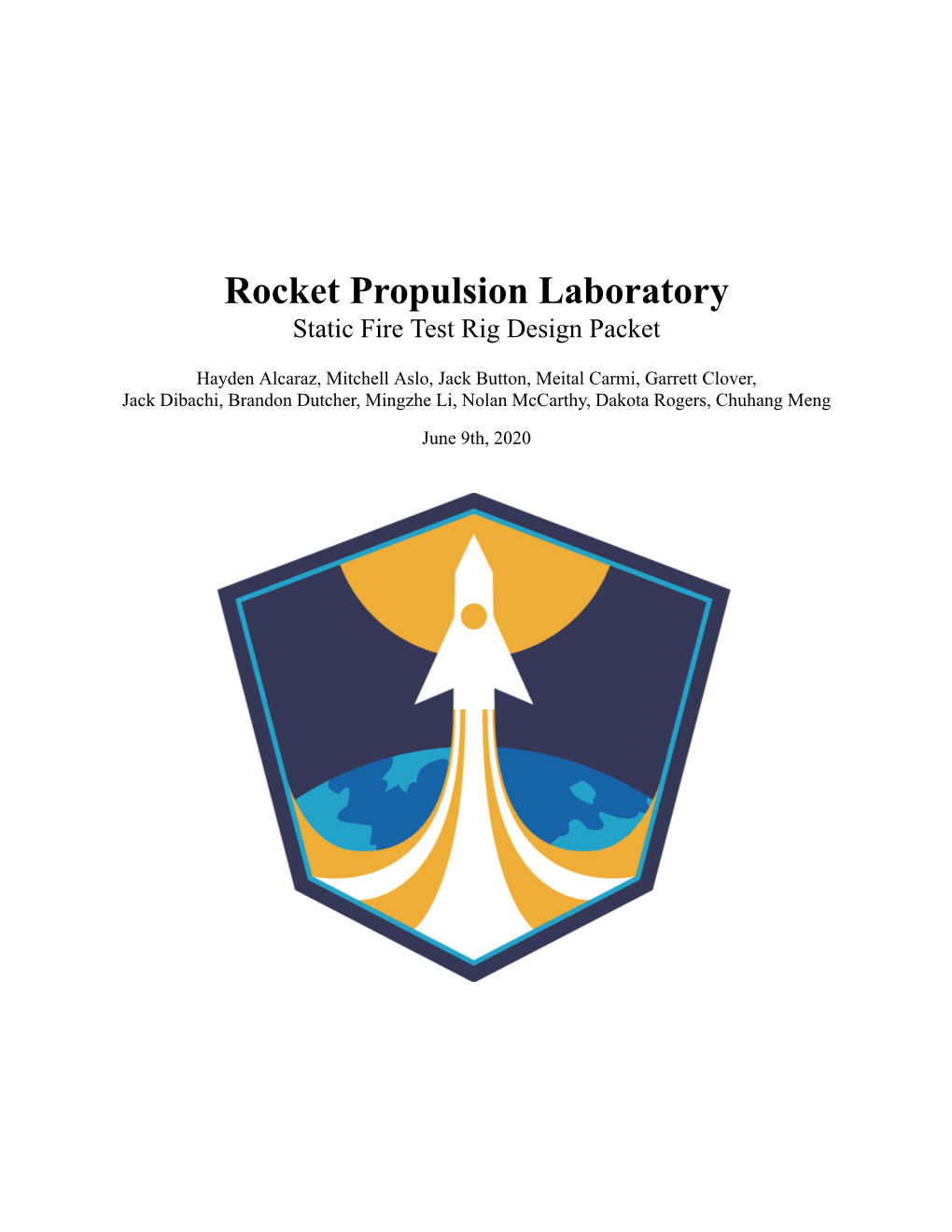 Rocket Propulsion Laboratory Static Fire Test Rig Design Packet