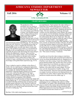 Department of Africana Studies 2016 Newsletter