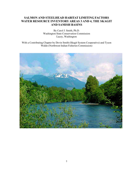Salmon and Steelhead Habitat Limiting Factors Water Resource Inventory Areas 3 and 4, the Skagit and Samish Basins