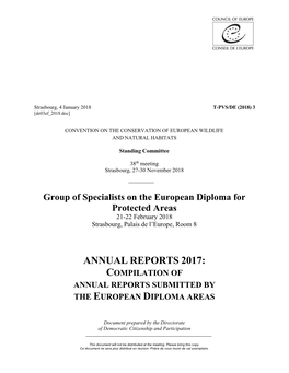 Annual Reports 2017: Compilation of Annual Reports Submitted by the European Diploma Areas