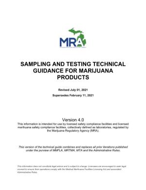 MRA Sampling and Testing Technical Guidance for Marijuana Products