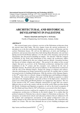 Architectural and Historical Development in Palestine